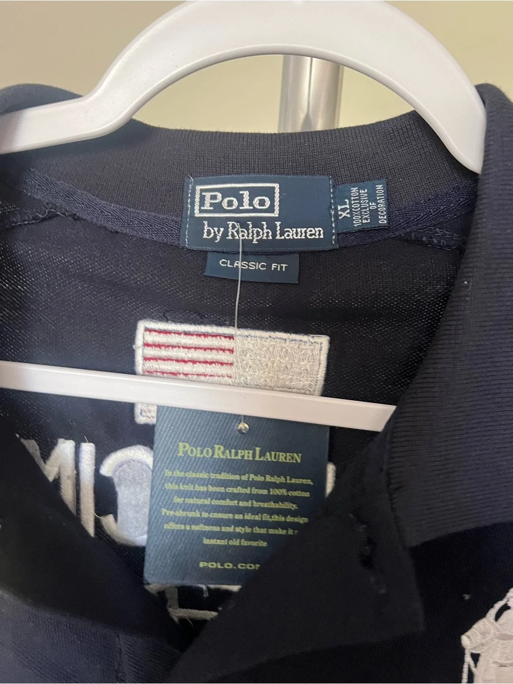 Ralph Lauren Men’s Navy Polo with White & Red Embroidered Racing Logos